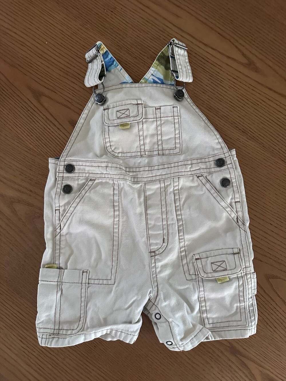 Janie and Jack Beige Cotton Short Overalls Dungarees 0-12 Months